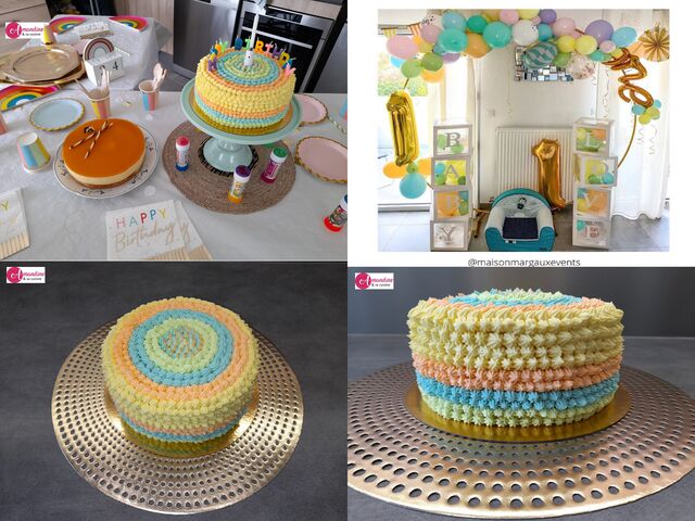 2 gâteaux pour 12 personnes chacun donc un layer cake pastel en accord avec la déco (pour @maisonmargauxevents)
