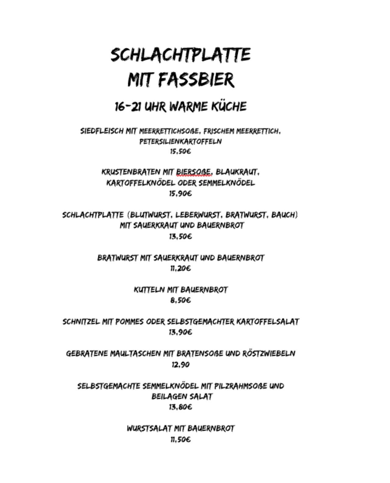 Schlachtplatte mit Fassbier. 15.11.25