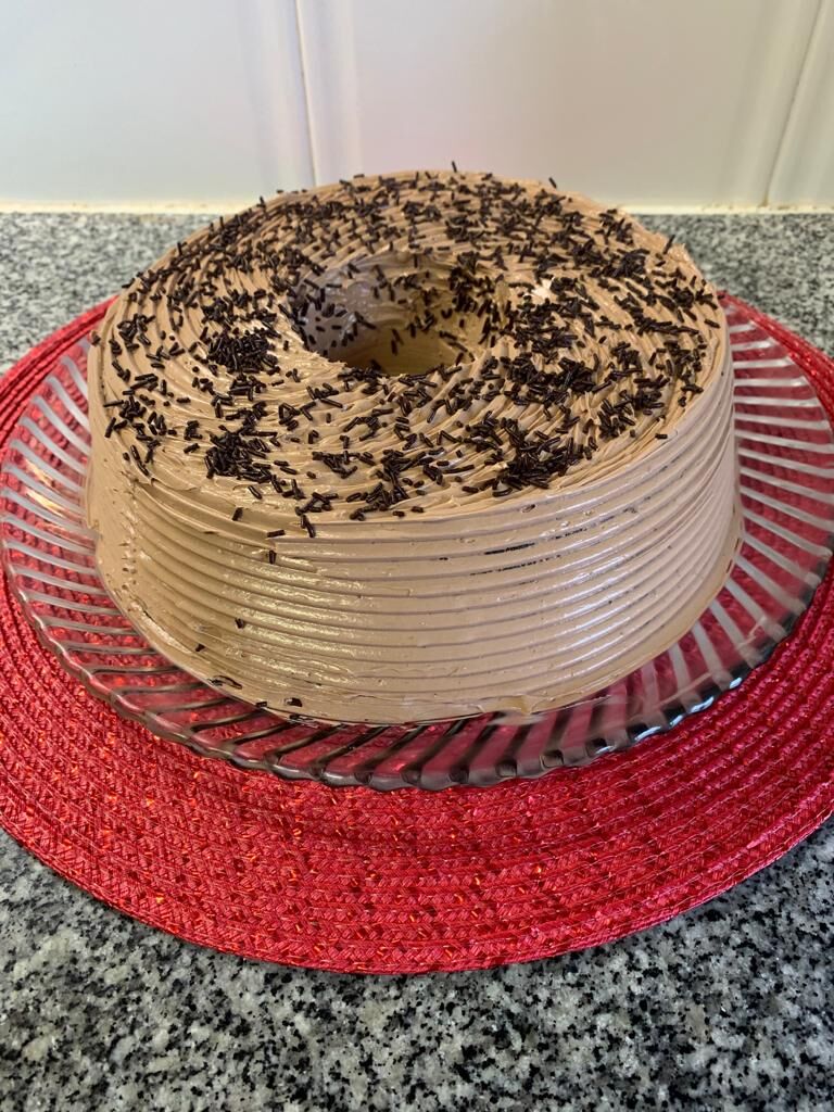 Bolo de chocolate.
