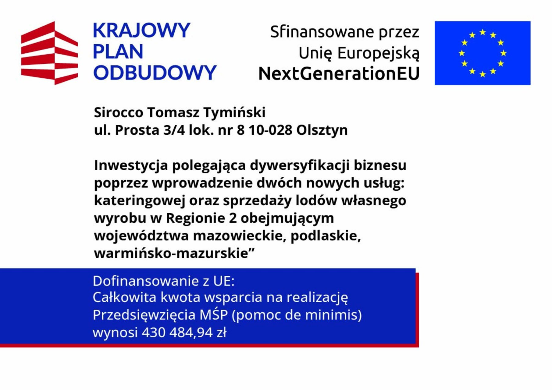Nasza firma realizuje projekt współfinansowany ze środków Krajowego Planu Odbudowy i Zwiększania Odporności (KPO)