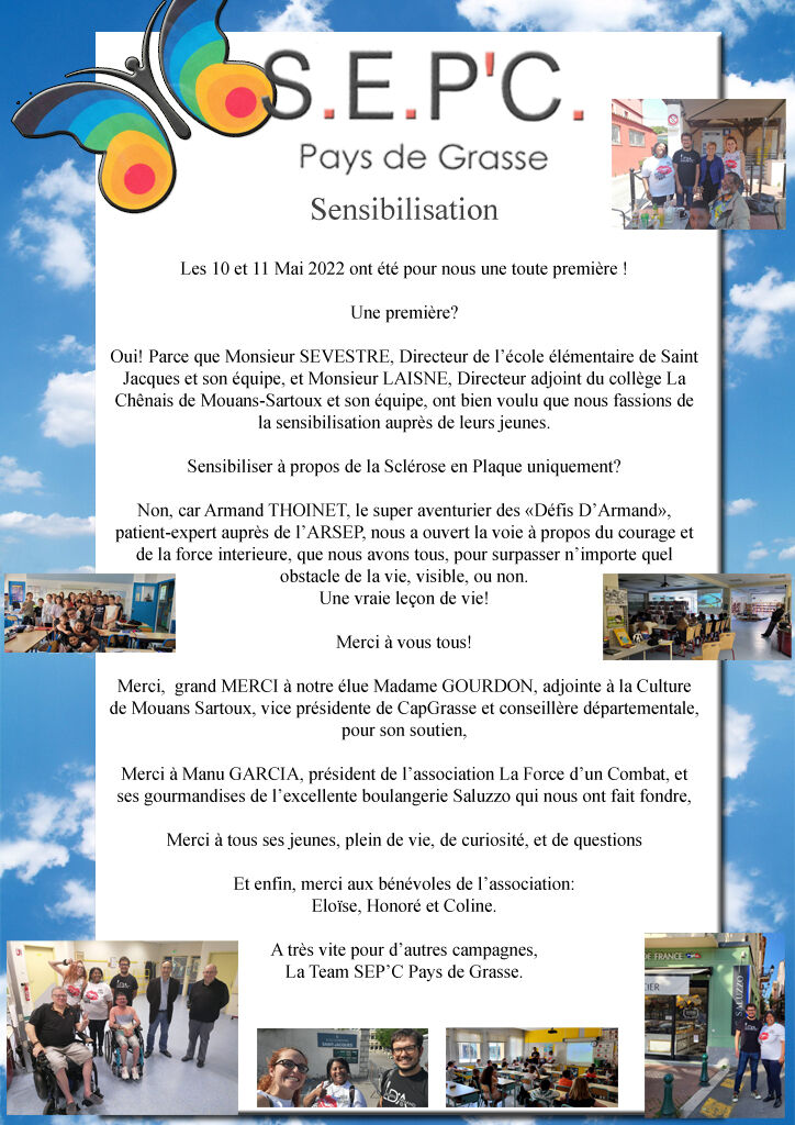 Retour sur les sensibilisations dans le milieu scolaire avec le Patient Expert de l'ARSEP, Armand THOINET ! Merci !!!