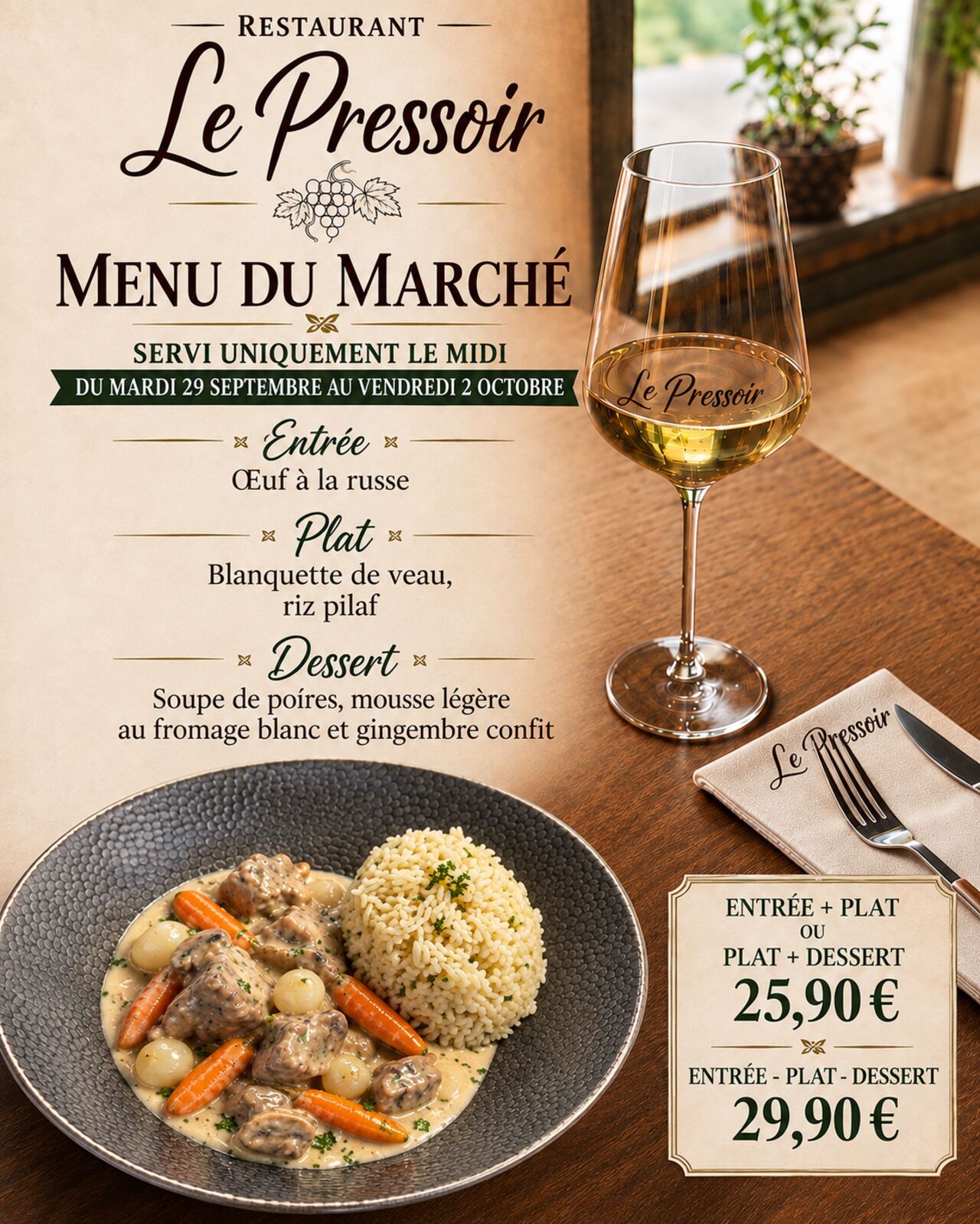 Menu du marché semaine 40
