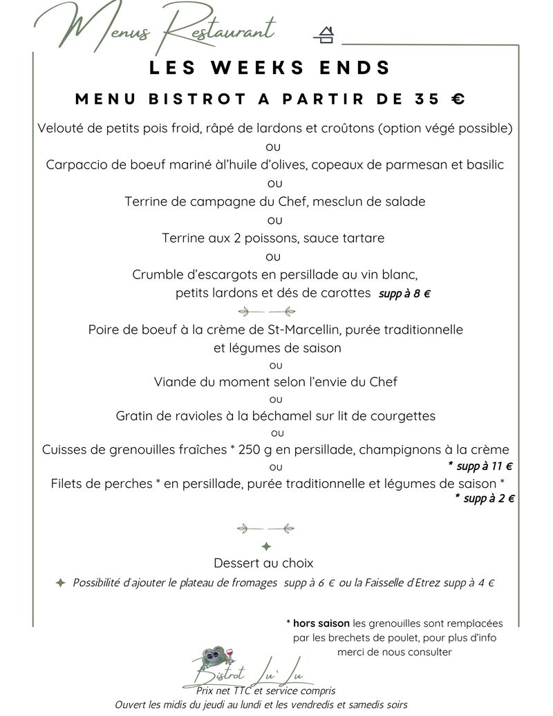 MENU WEEK END