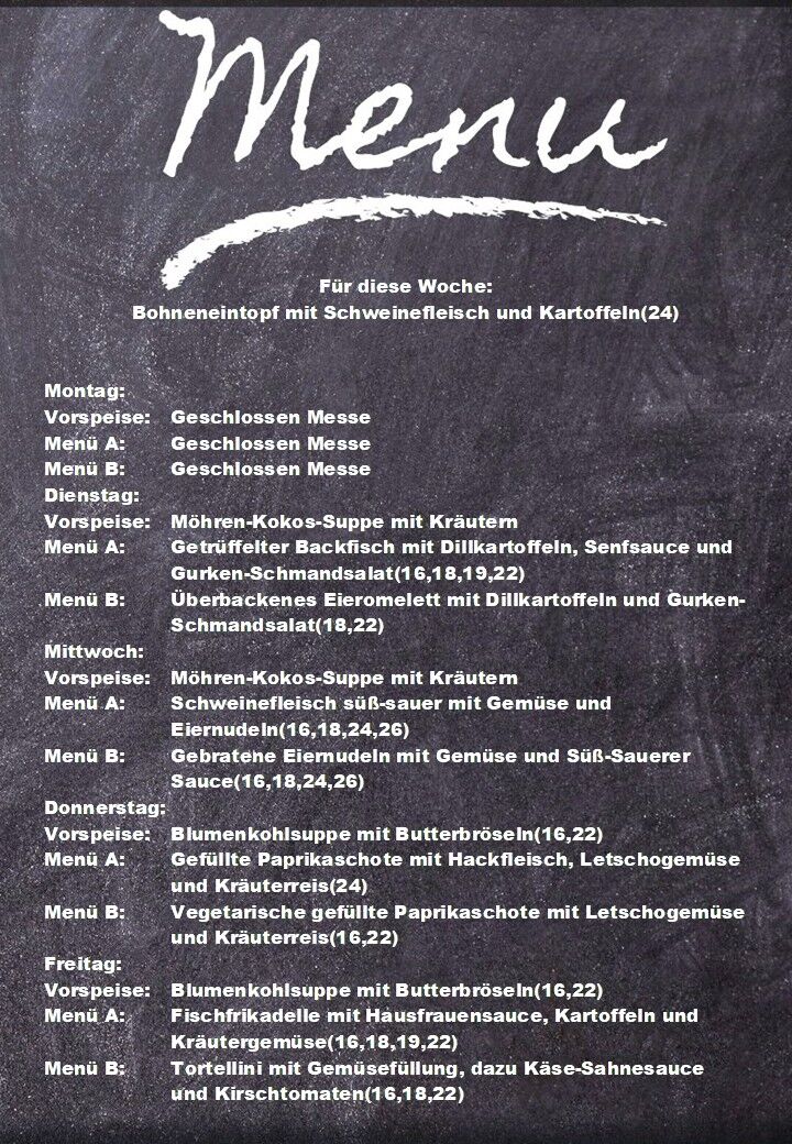 Speiseplan für diese Woche