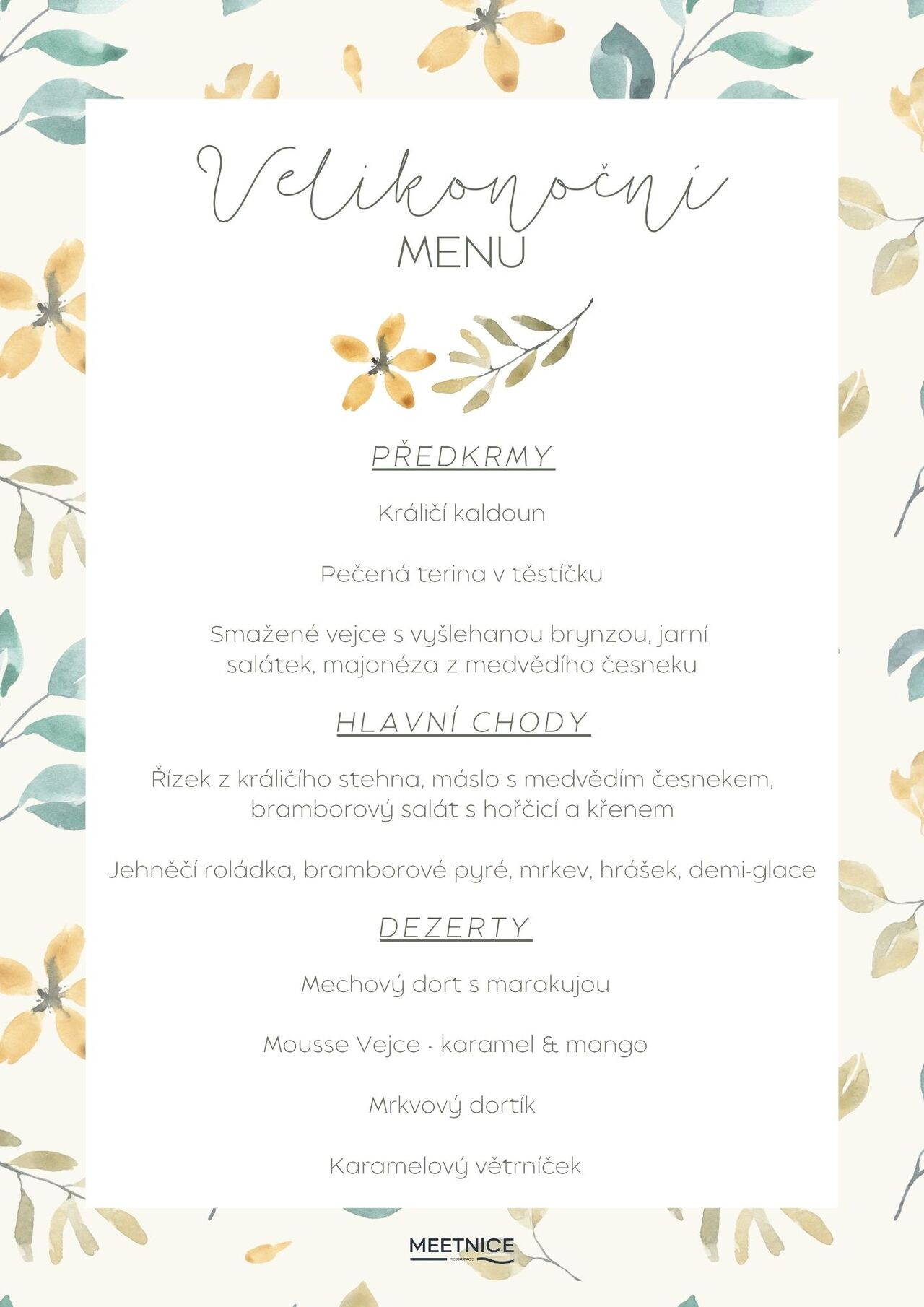 Velikonoční menu