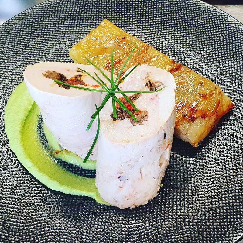 Duxelle champignon et mille feuille de pomme de terre 