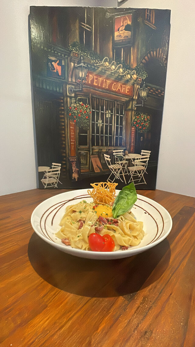 Nos tagliatelles Carbonara