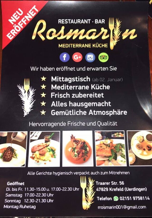 Ihr Team vom Restaurant Rosmarin wünscht Sie herzlich Willkommen 