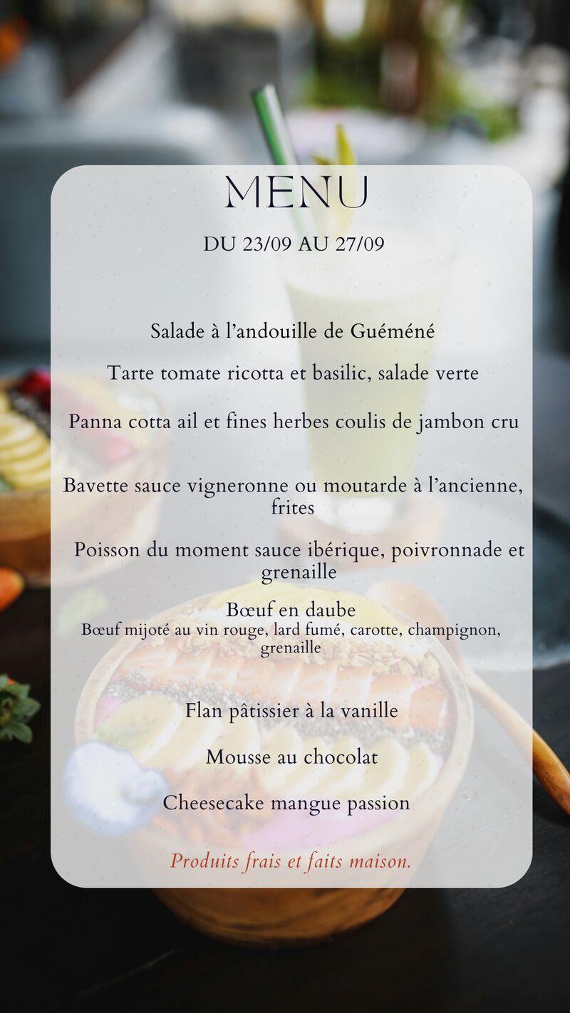 Menu du 23/09/25 au 27/09/25