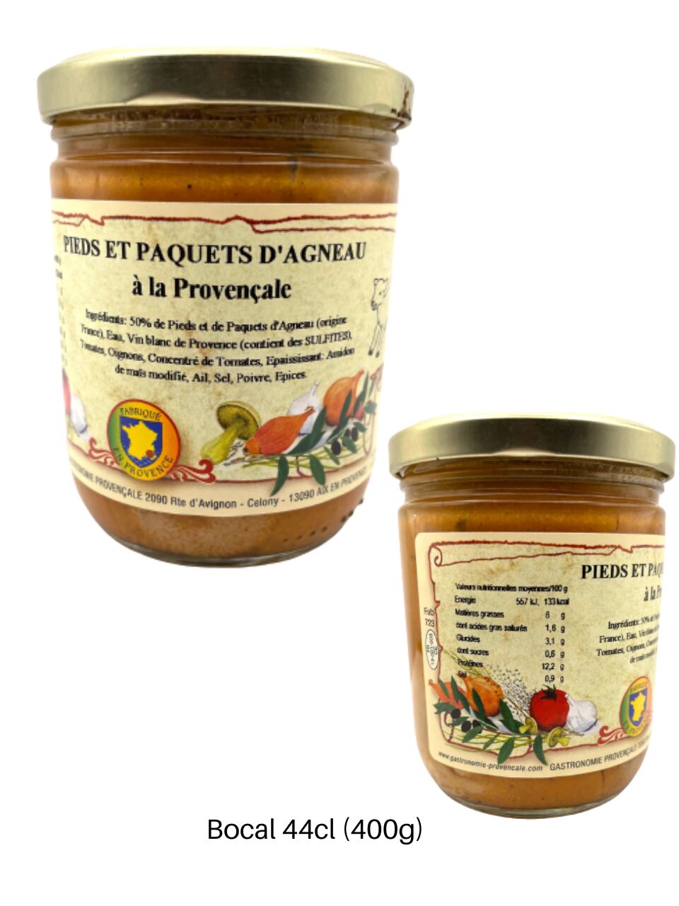 PIEDS ET PAQUETS D'AGNEAU à la Provençale - 400g - 44cl