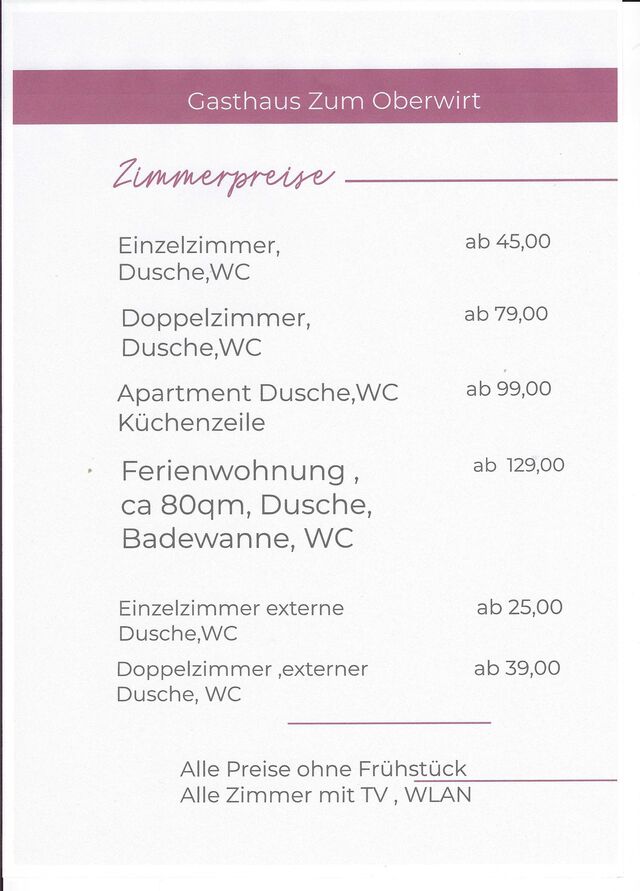 Zimmerpreise