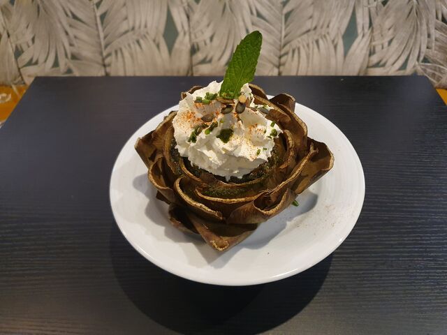 Artichaut, chantilly au lard fumé