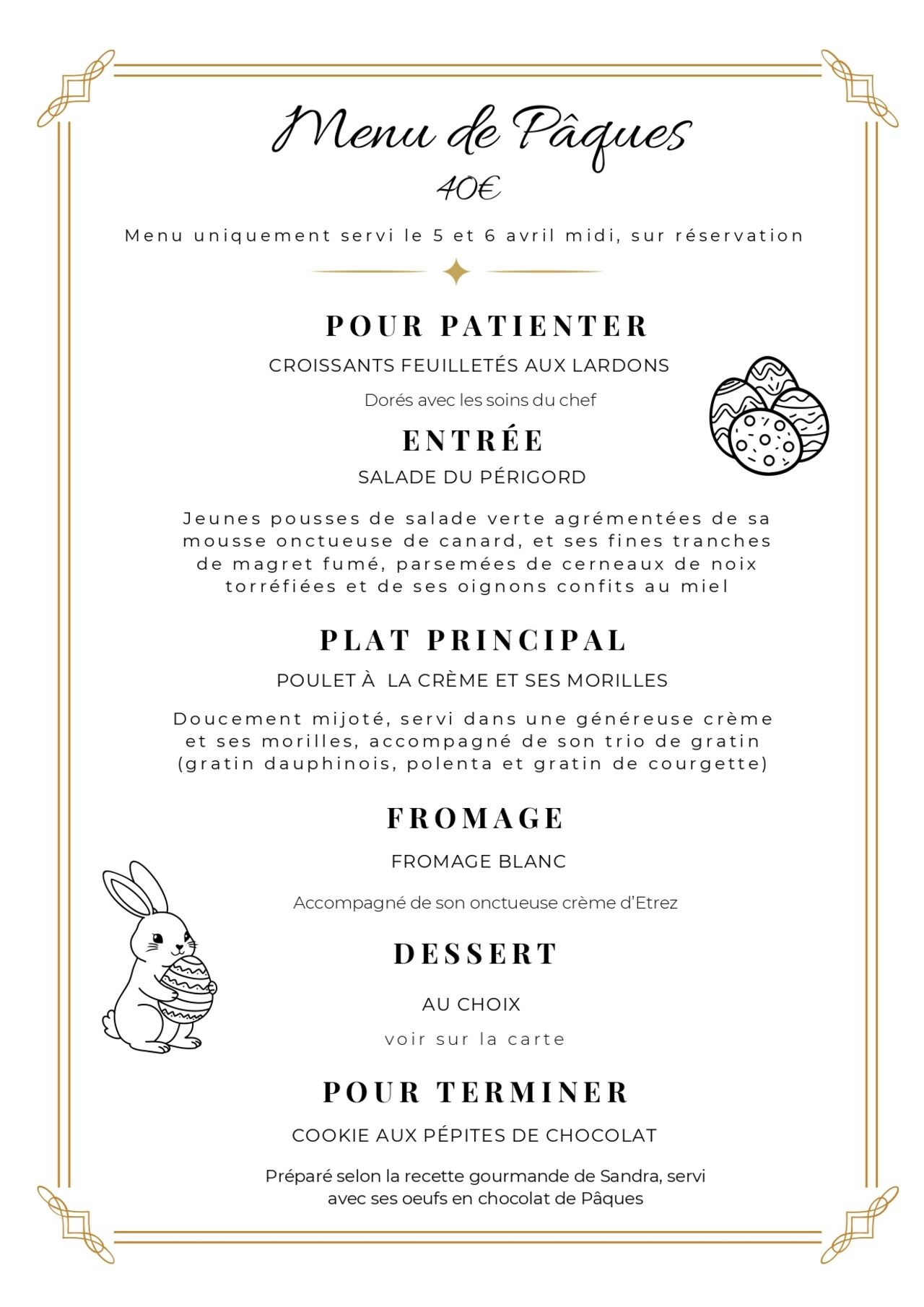 Menu de Pâques