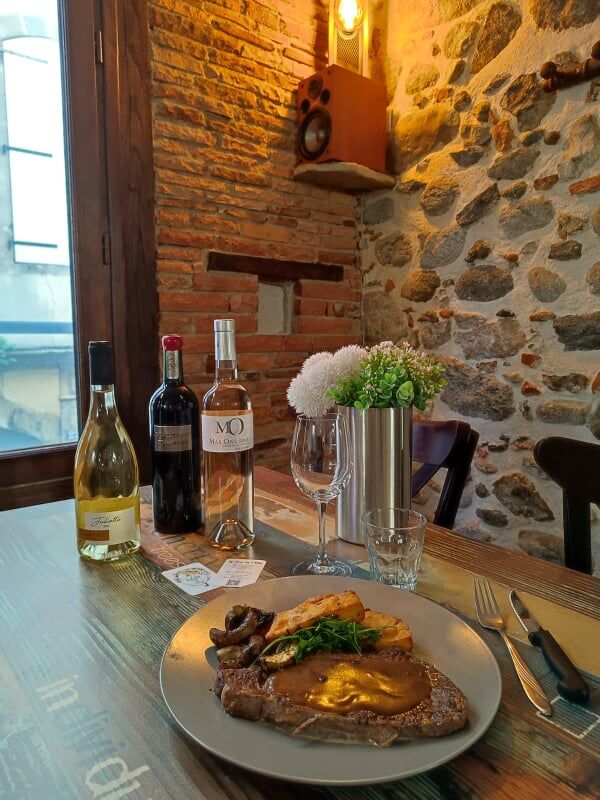 Entrecôte et son crémeux de champignon polenta sauce Armagnac