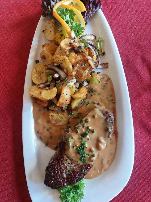 Pfeffer-Rumpsteak mit Bratkartoffeln 