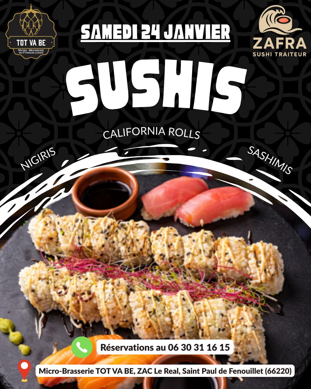 Soirée Sushis avec Zafra Sushis Traiteur