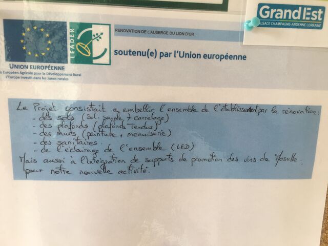 Aide Européenne travaux embellissements 