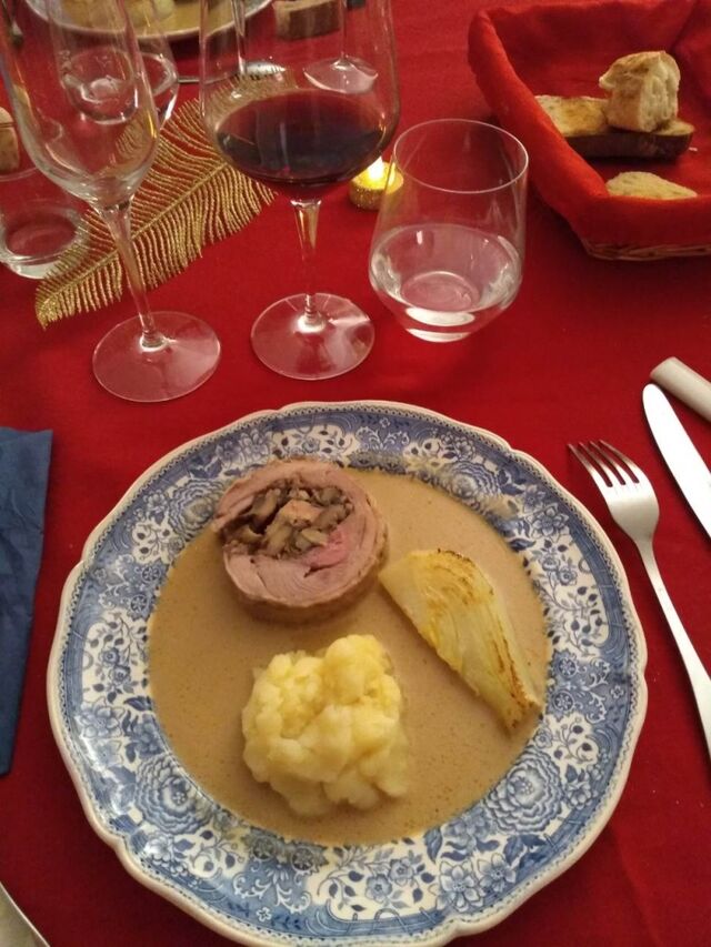 Lucie et son rôti de dinde, purée gourmandine, fenouil braisé et sauce au madère