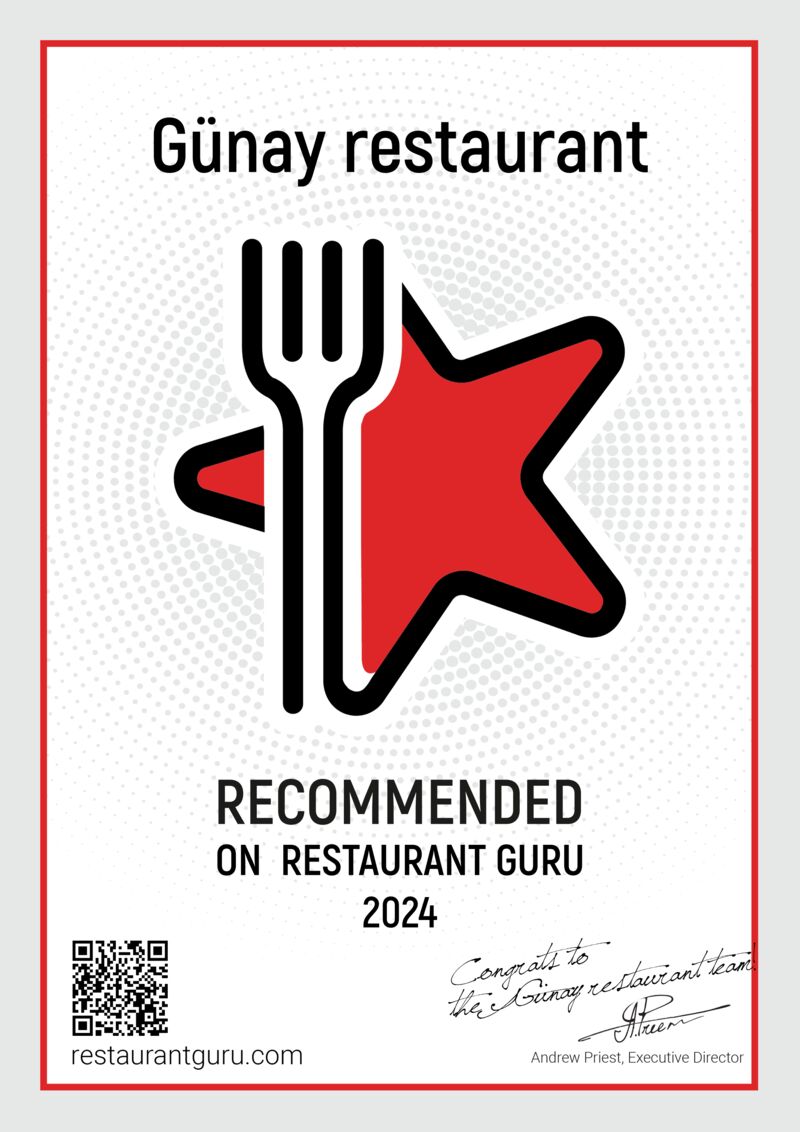 Certificat d'excellence de Restaurant Guru 2024