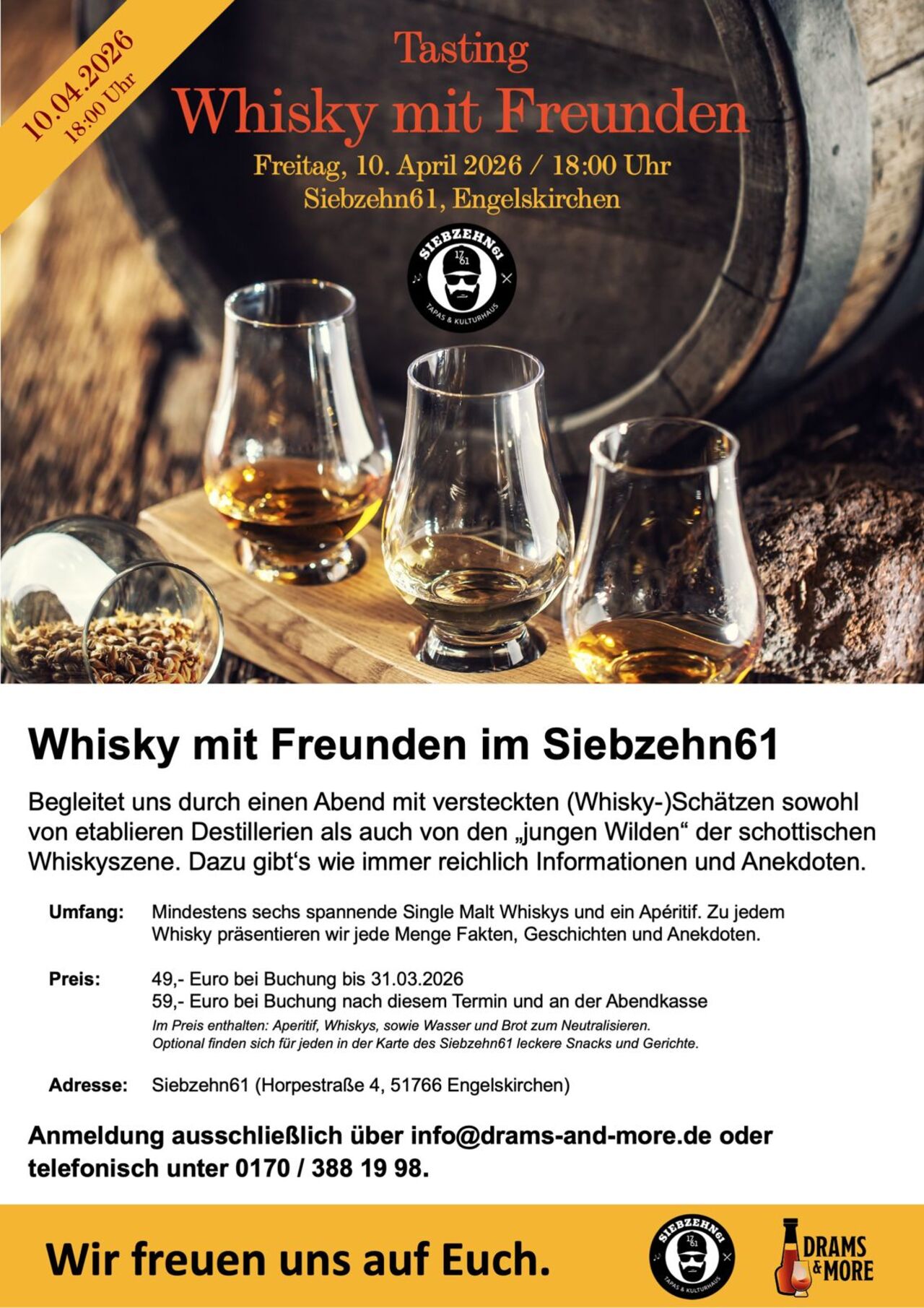 Fr. 10.04. Whisky Tasting drams