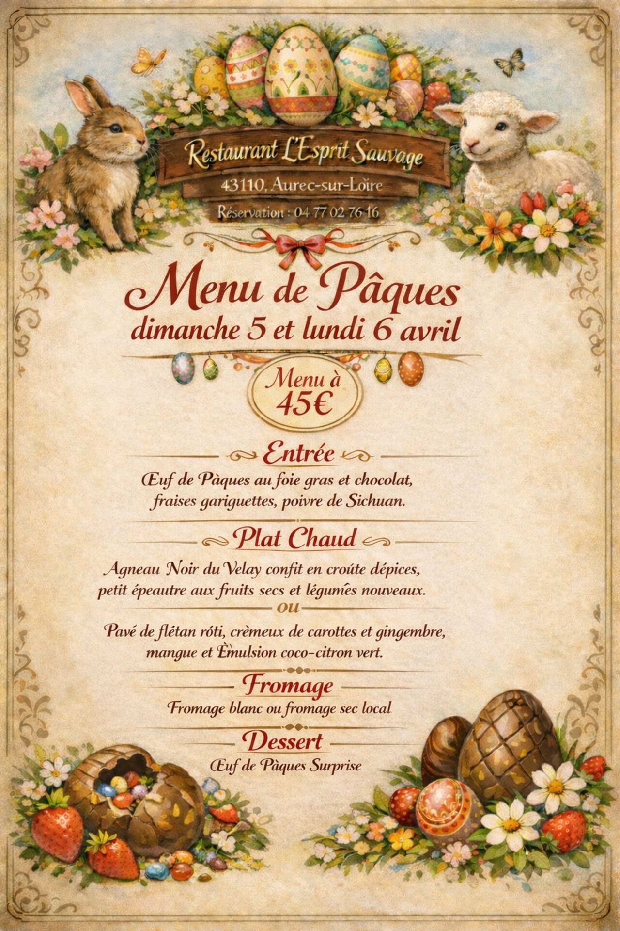 Menu de Pâques