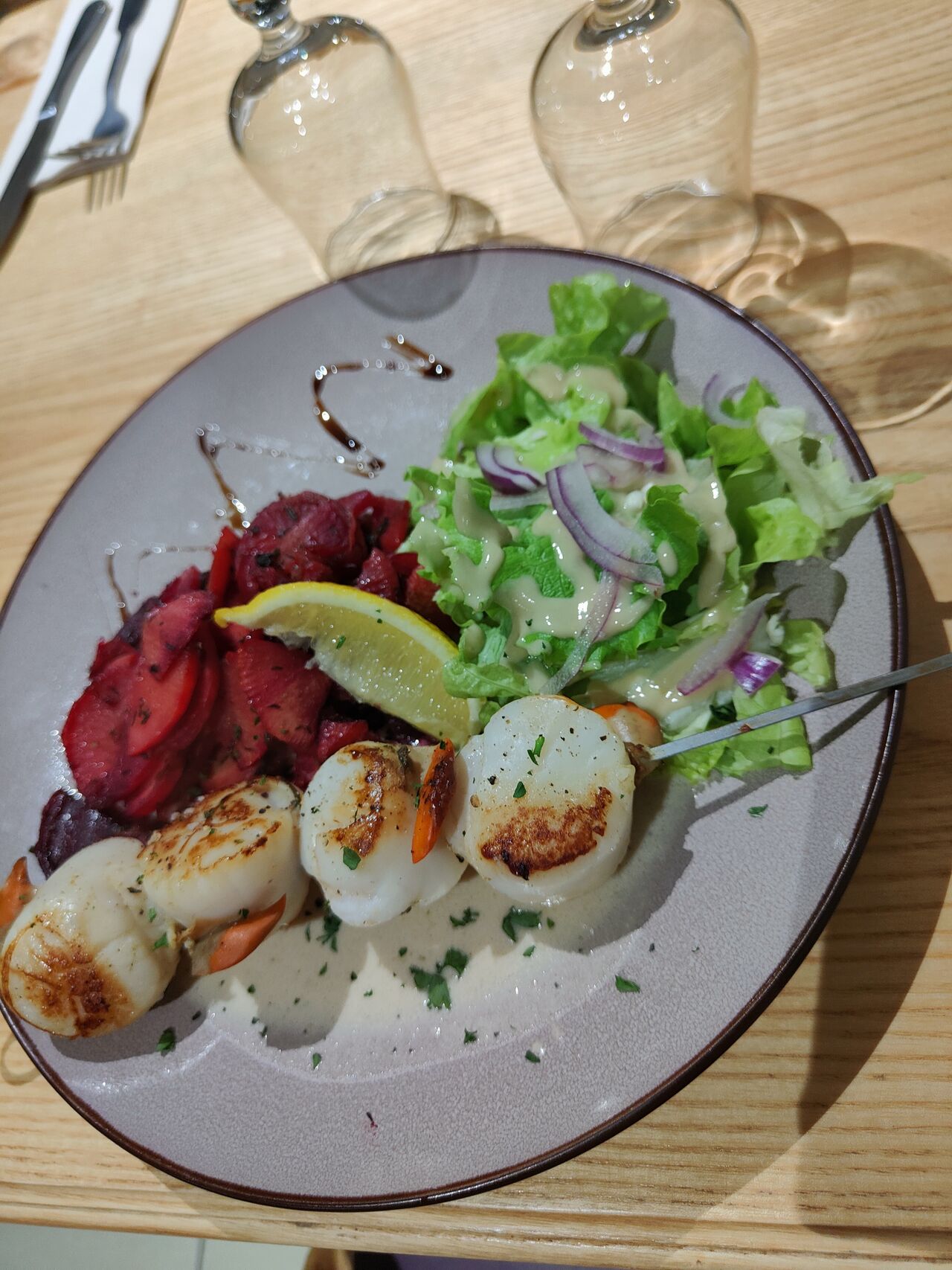 Suggestion, brochette de Saint Jacques 