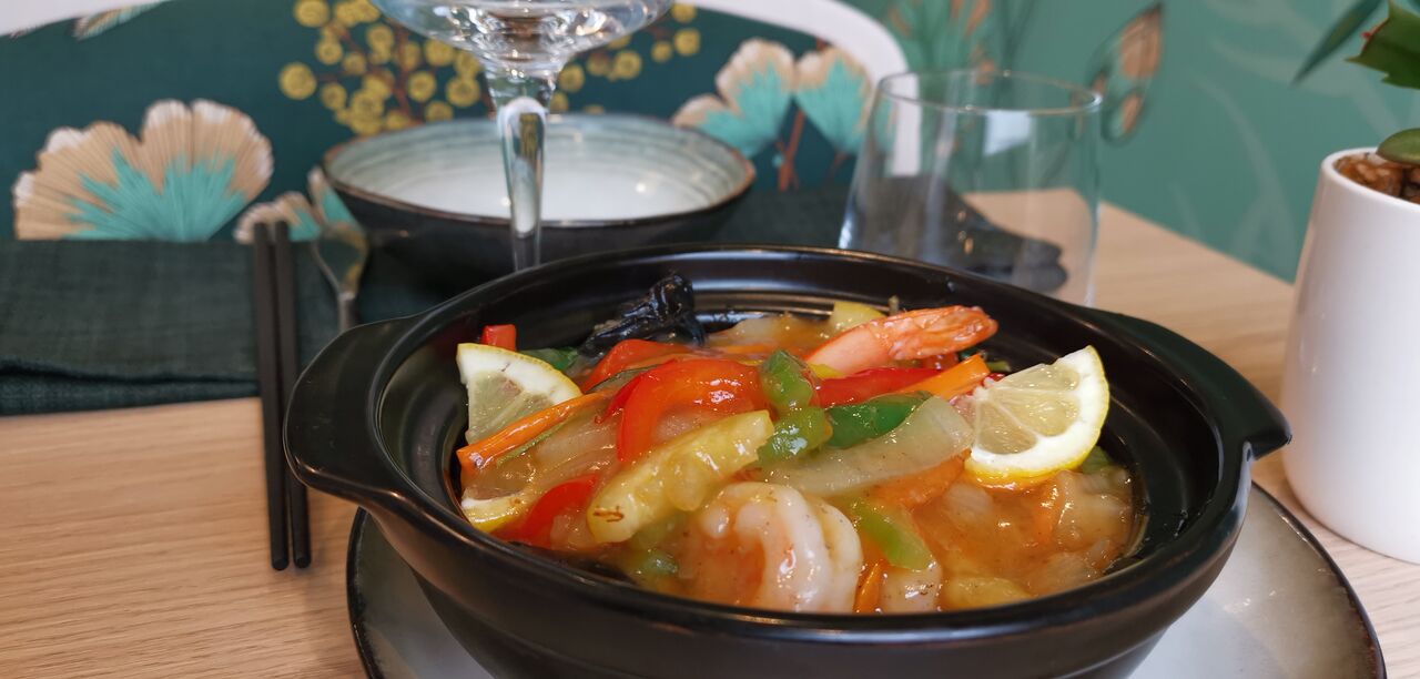 Marmite crevettes citron basilic du restaurant chinois Le Ginkgo à Vichy