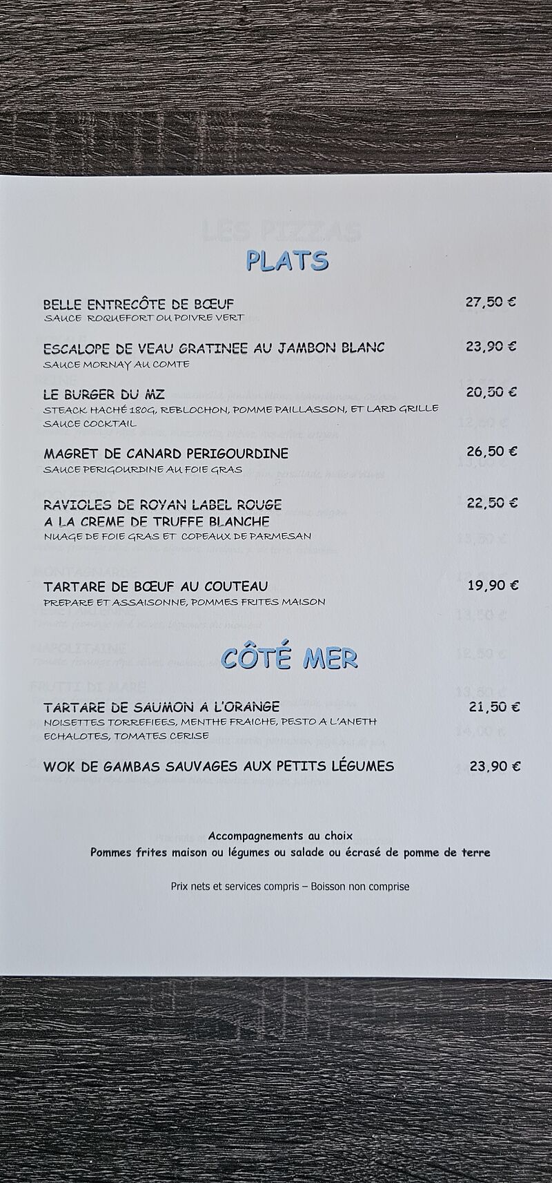 Nos plats maison 