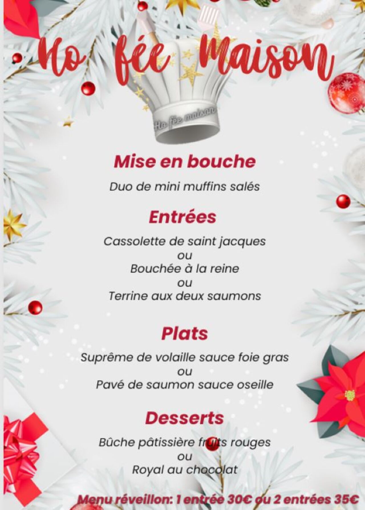 Menus réveillon