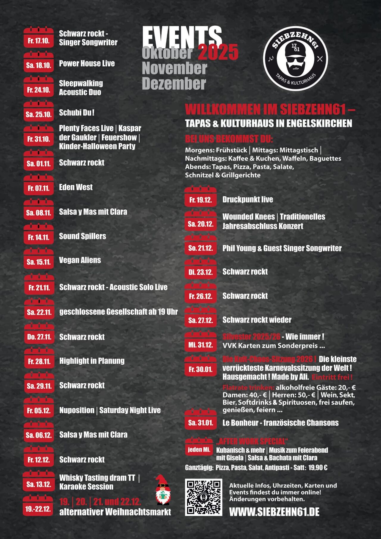 Events Oktober, November, Dezember