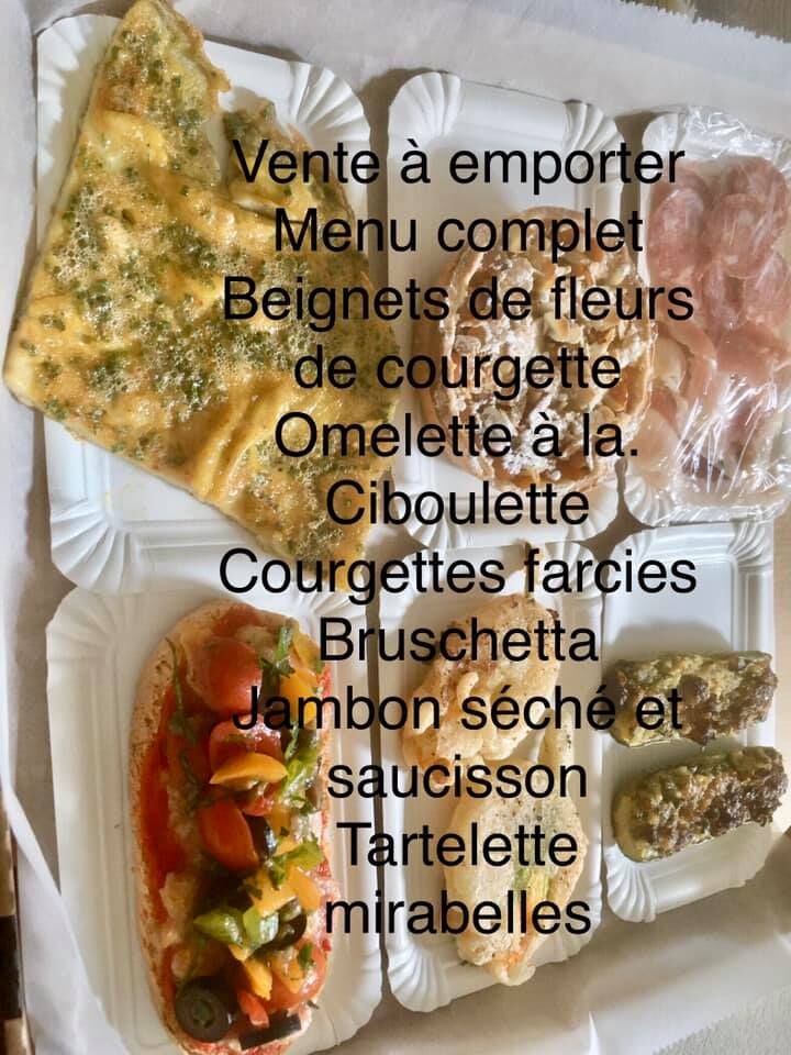 VENTE A EMPORTER : MENU DU JOUR Entrée Plat Dessert et Pain 