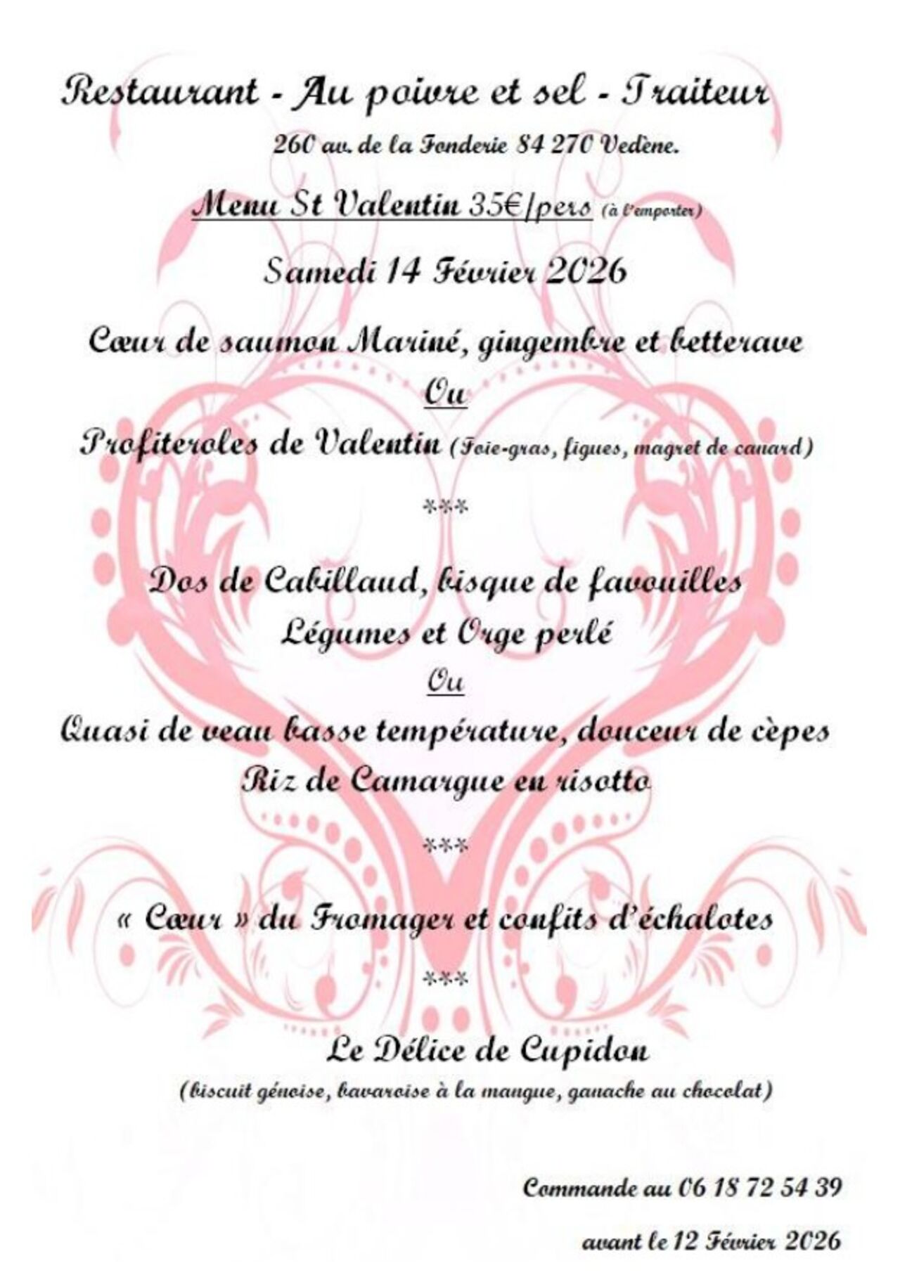 Menu St Valentin