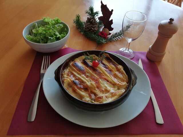 Notre tartiflette au Reblochon fermier.