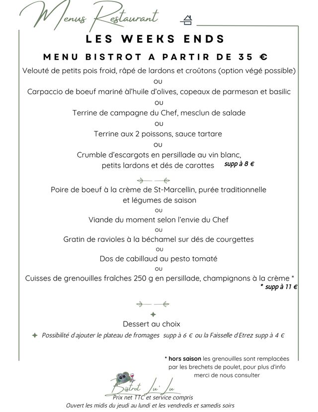 MENU SOIRS ET WEEK END