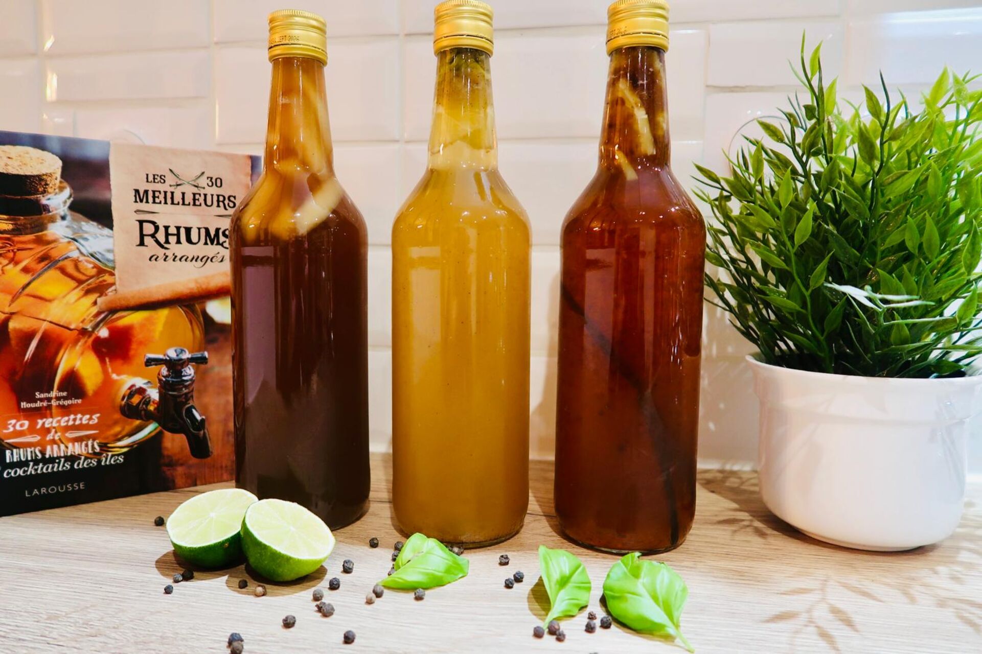 Rhums arrangés : Poivre vanille, Citron poivre basilic, Citron vanille