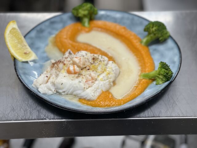 Pavé de cabillaud mousseline de patates douce 