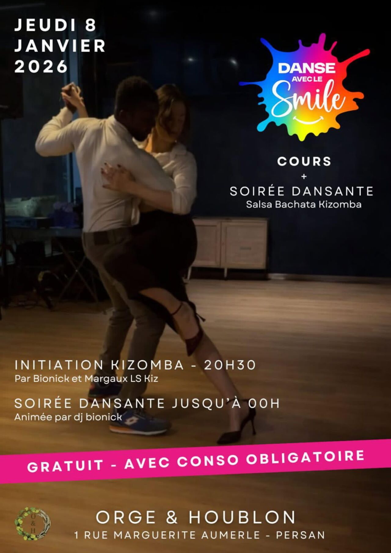 Soirée danse latine jeudi 8 janvier à 20h30