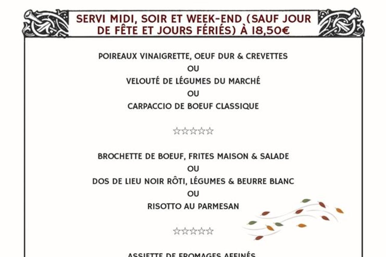 Notre menu touristique