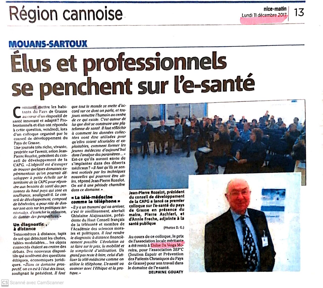 On parle de NOUS ! Nice Matin du 11/12/2017 Colloque e-santé à Mouans-Sartoux! 