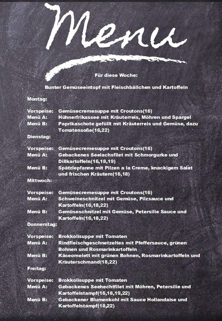 Speiseplan für diese Woche
