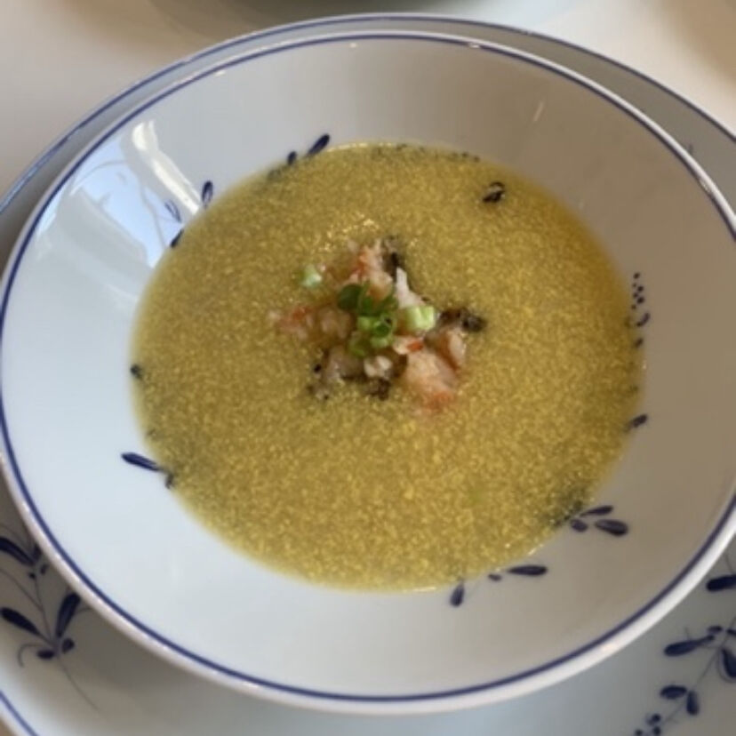 Velouté de maïs aux crevettes 