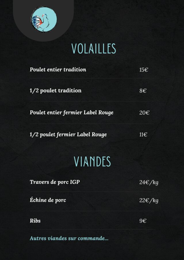 Les volailles et viandes