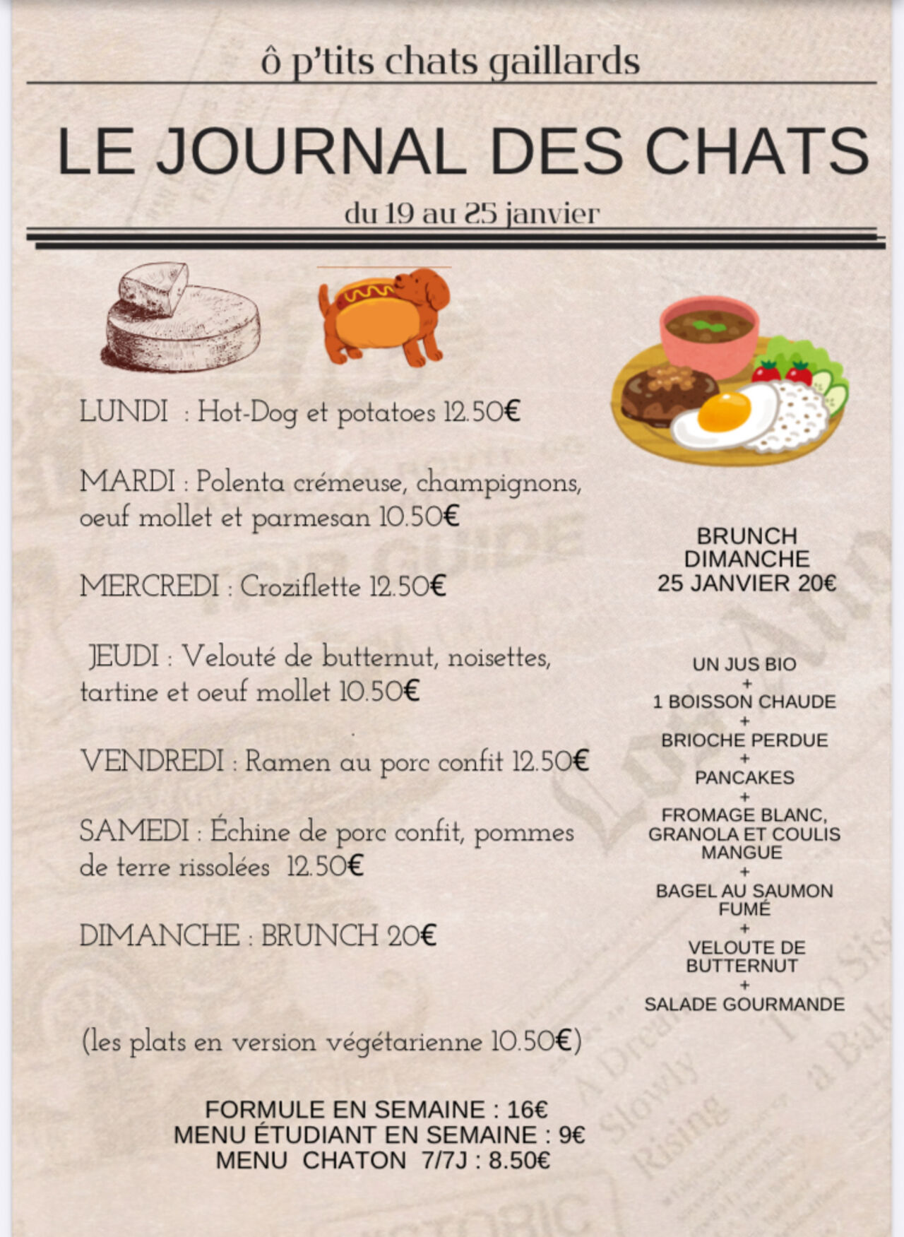Menu du 19 au 25 janvier