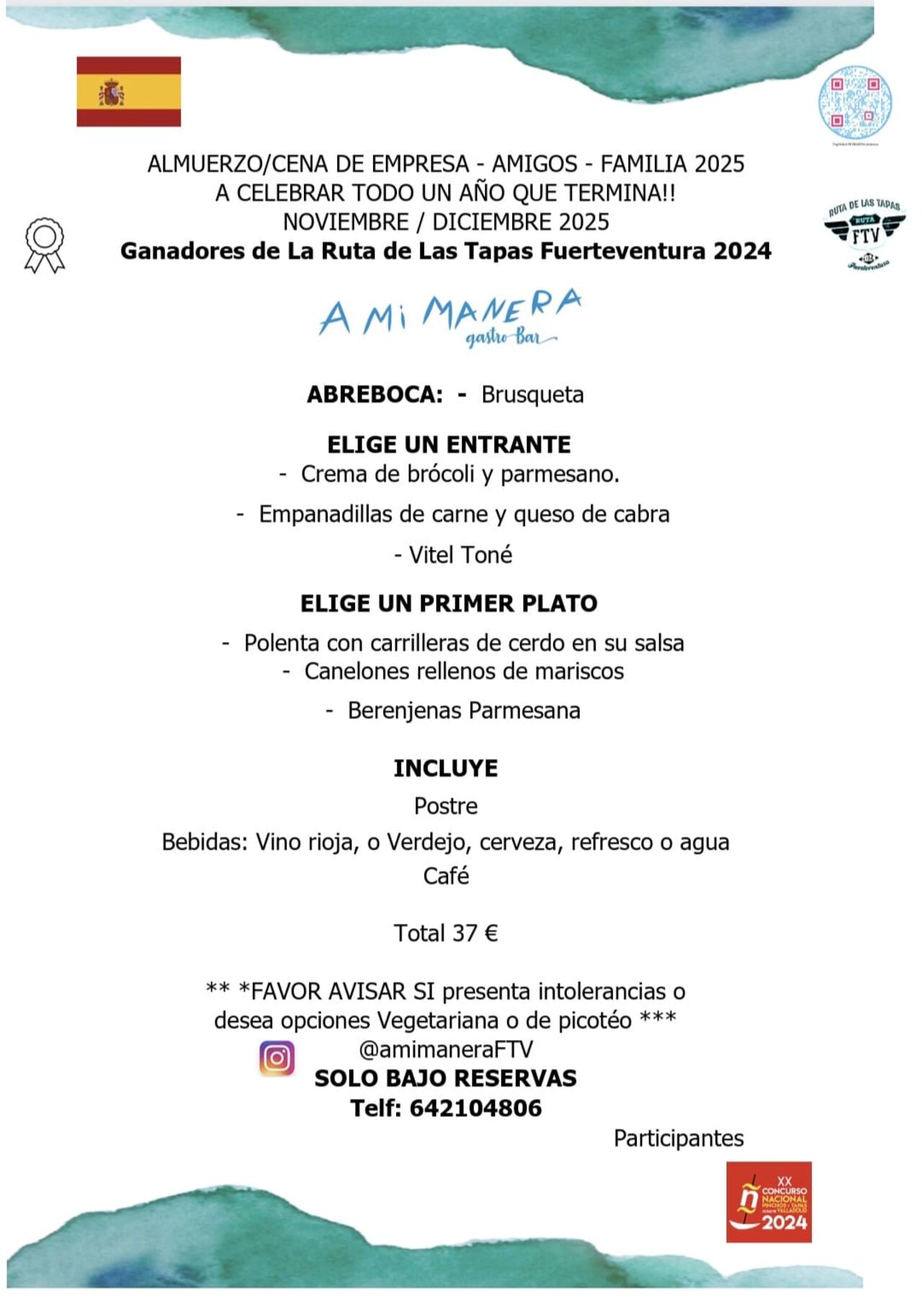 ALMUERZO/CENA DE EMPRESA - AMIGOS - FAMILIA 2025 A CELEBRAR TODO UN AÑO QUE TERMINA!! NOVIEMBRE / DICIEMBRE 2025