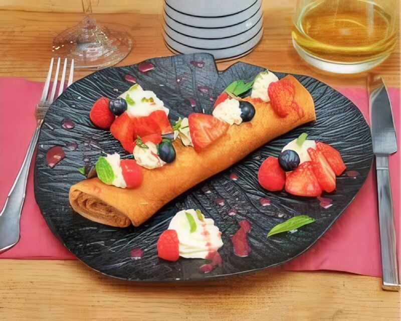 Rouleau de crêpes fruits rouges
