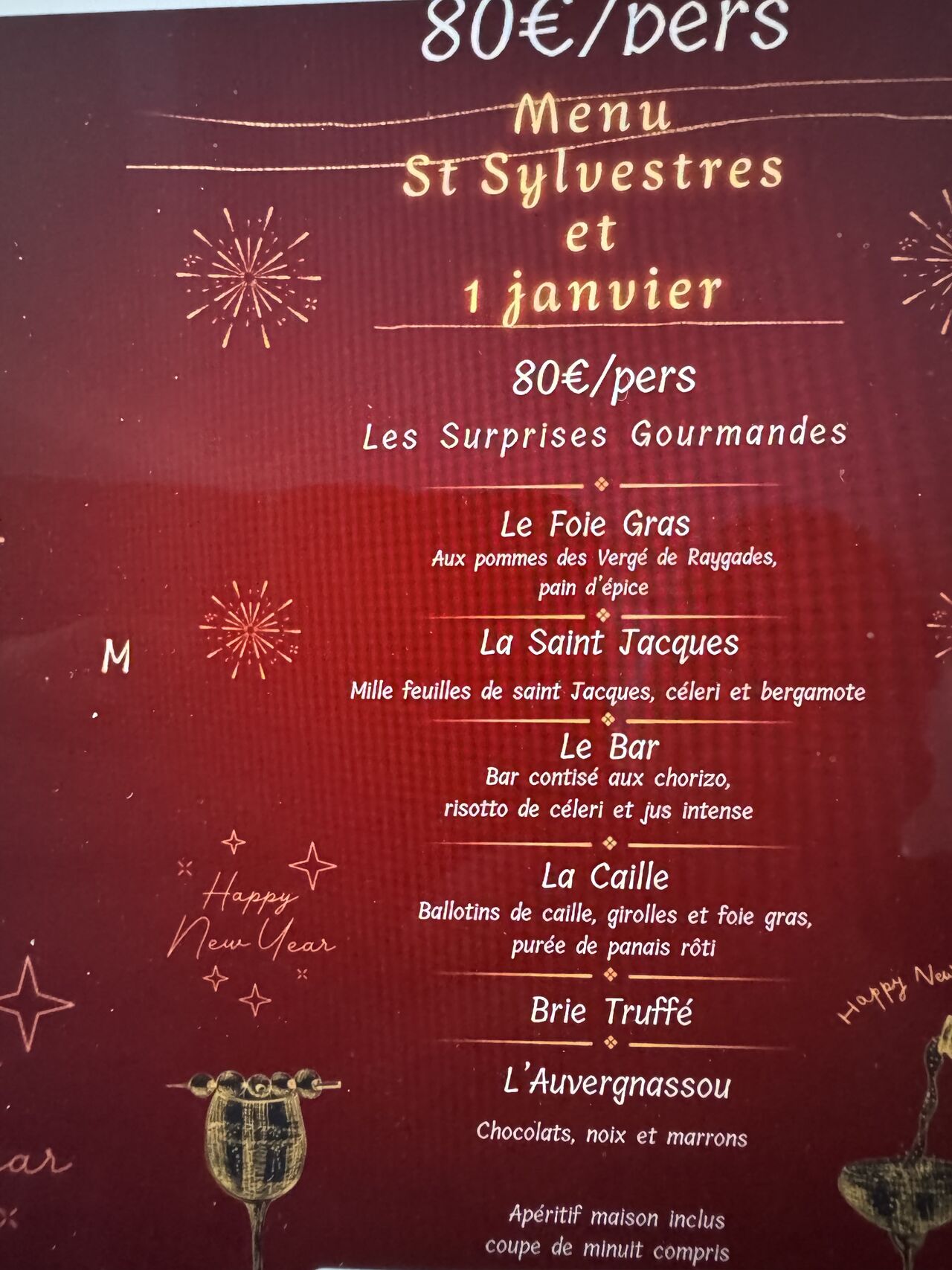 restaurant ouvert pour la st sylvestres 31/12 au soir & 01/01 au midi