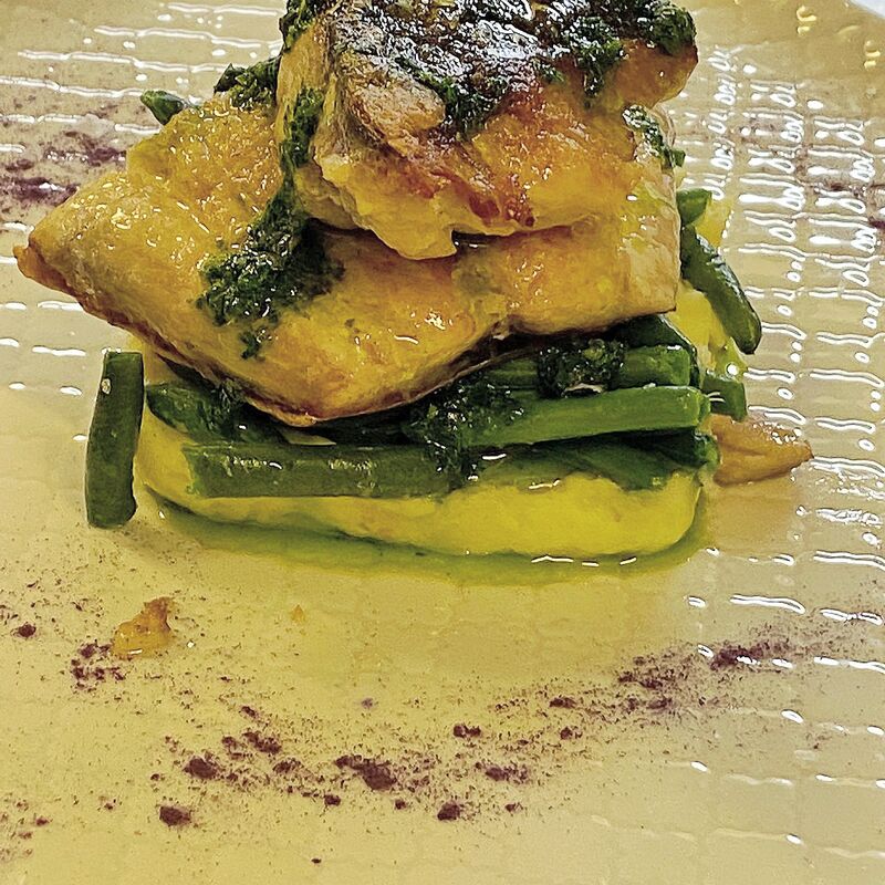 Scaloppa di Ricciola, Patata, Fagiolini, Salsa Verde