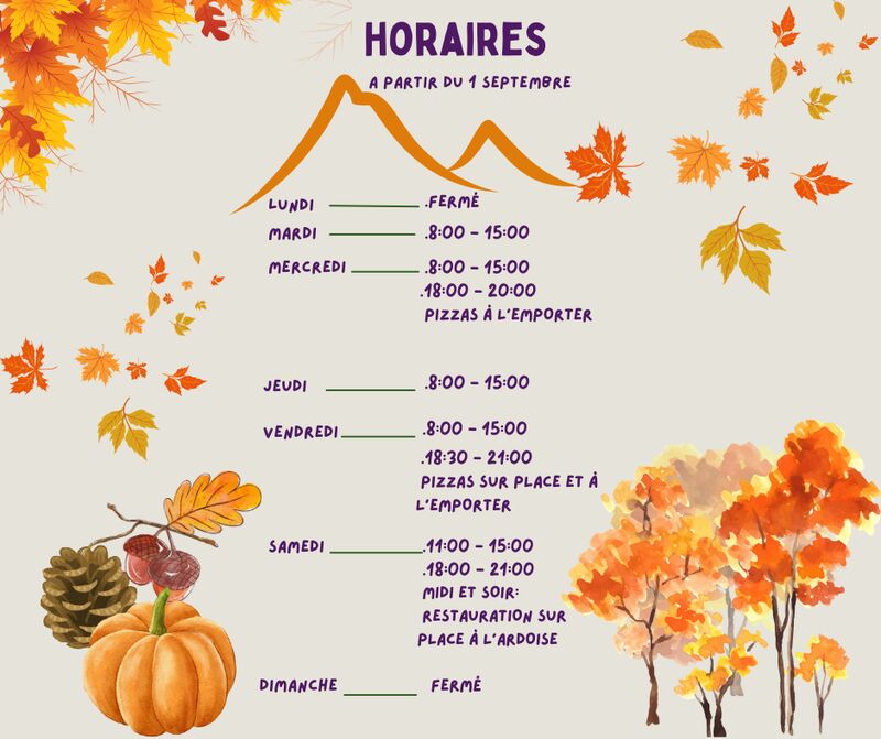 HORAIRES AU 1 SPETEMBRE 
