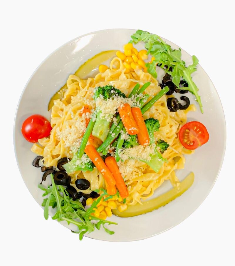 Gemüse mit Parmesan Nudeln