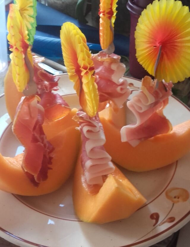 Barque melon jambon cru. 